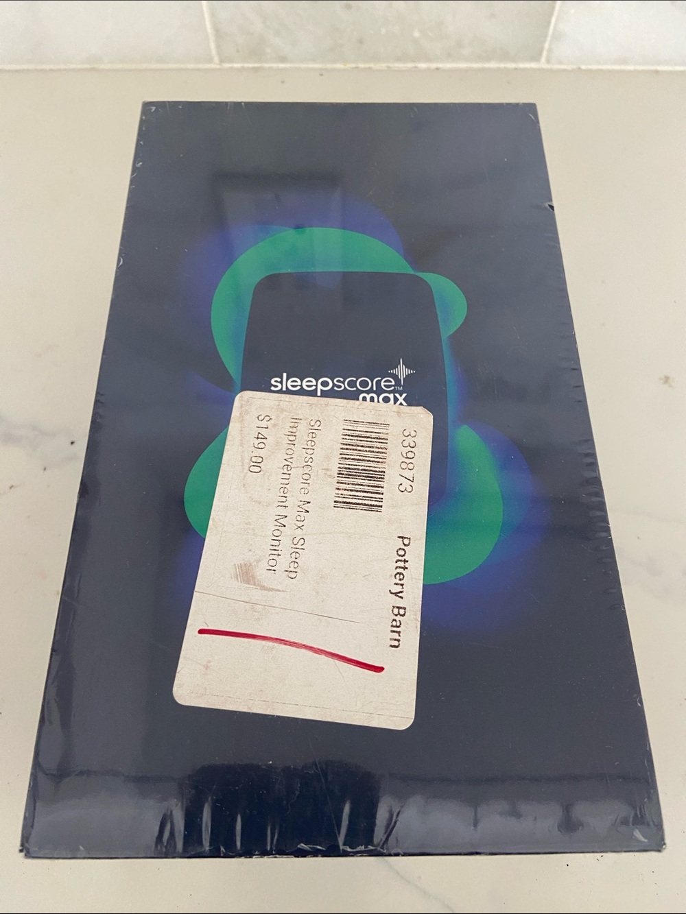 Pottery Barn Navy Blue Box with Green Accent